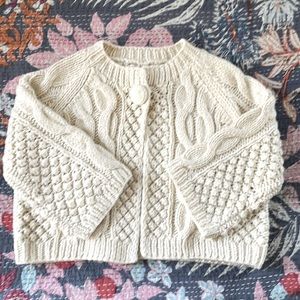 BB Dakota Cable Knit Cropped Wool Blend Cardigan Elbow Length Sleeve Sz SM NWOT